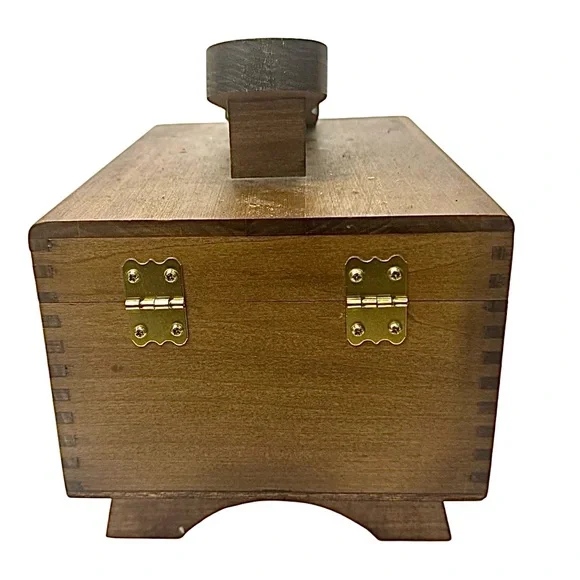 Vintage KIWI Oak Shoe Shine Box Handcrafted Wood Valet USA 1980s